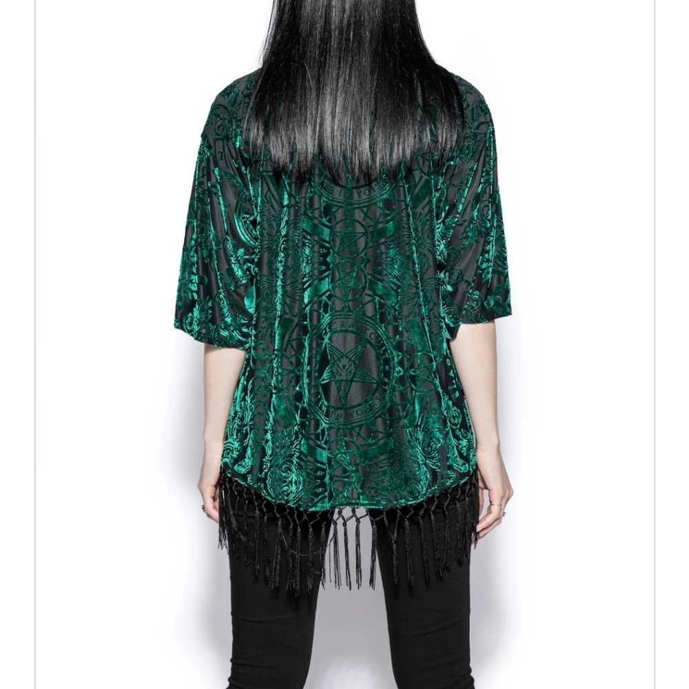 Green Baroque Velvet Kimono BCC